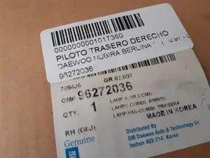 Foto de PILOTO TRASERO DERECHO SIN MARCA SIN MODELO referencia 96272036 foto 2