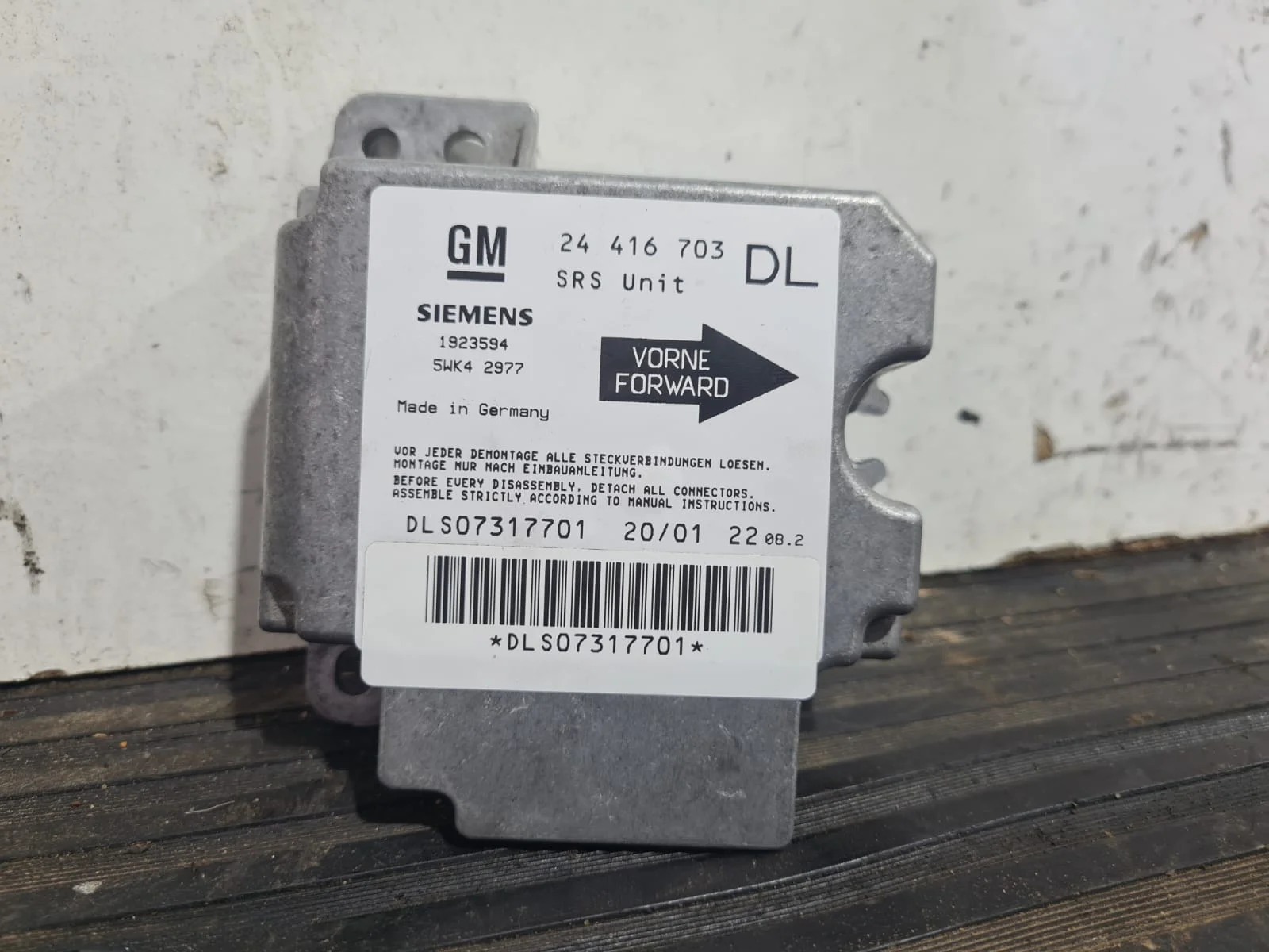Foto de CENTRALITA AIRBAG OPEL ASTRA G BERLINA referencia DLS07317701