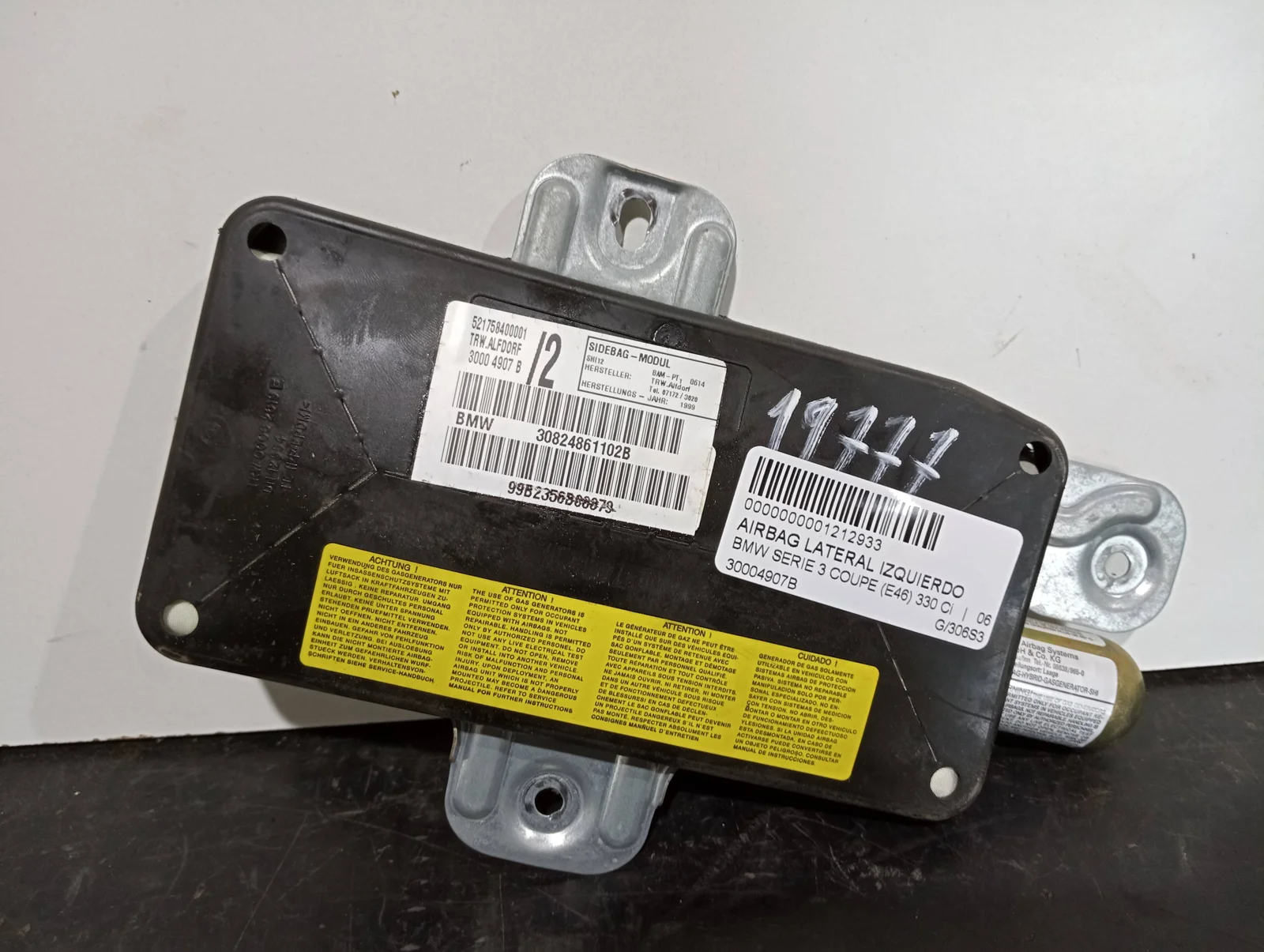 Foto de AIRBAG LATERAL IZQUIERDO BMW SERIE 3 COUPE (E46) referencia 30004907B