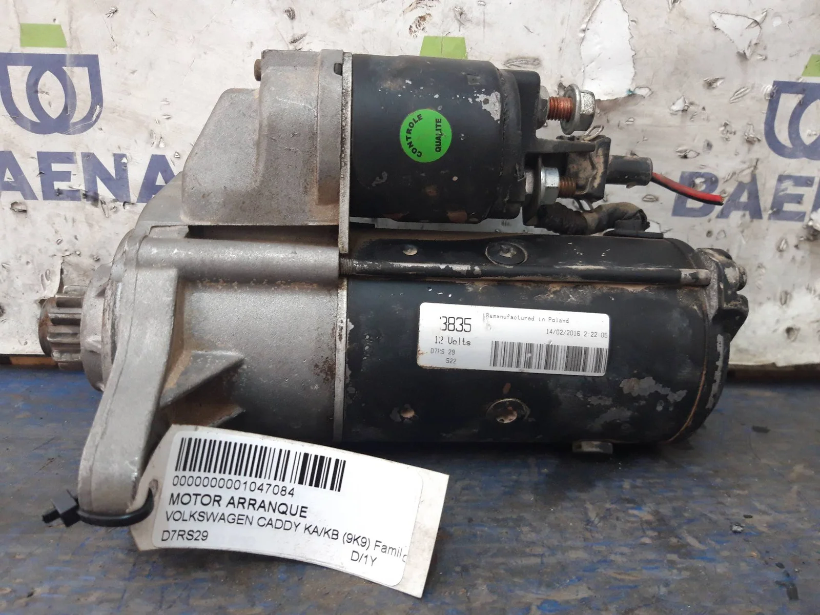Foto de MOTOR ARRANQUE VOLKSWAGEN CADDY FG/CO (9K9)(1995) referencia D7RS29