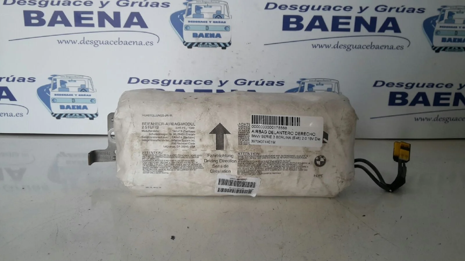 Foto de AIRBAG DELANTERO DERECHO BMW SERIE 3 BERLINA (E46) referencia 39704374401M