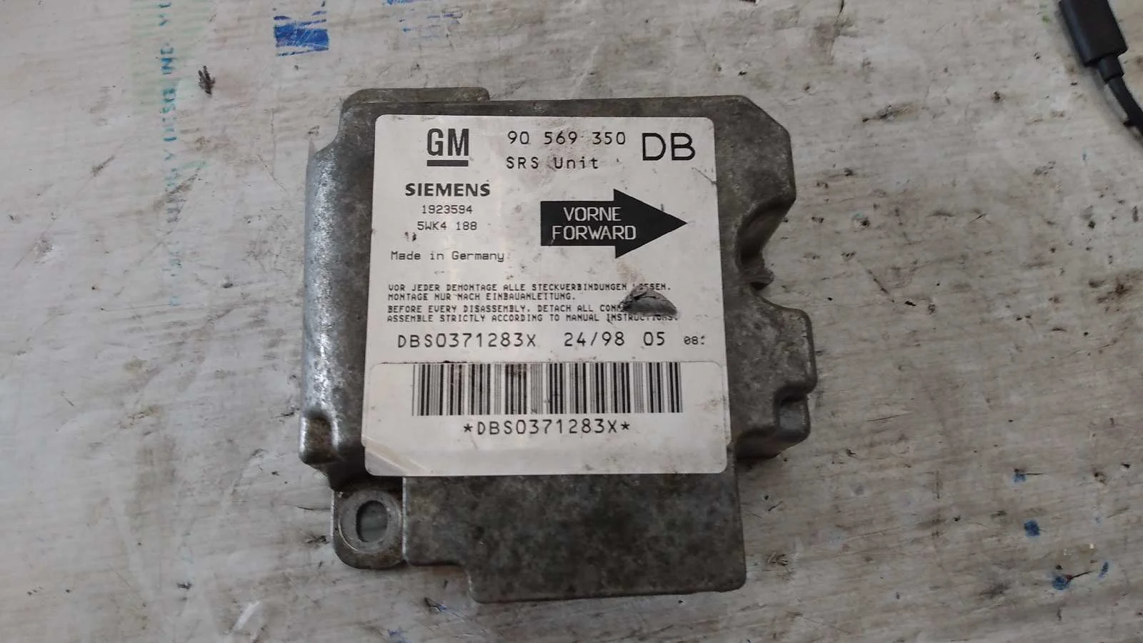 Foto de CENTRALITA AIRBAG OPEL VECTRA B BERLINA 2.0 DTI (101 CV / 74 KW) referencia 90569350