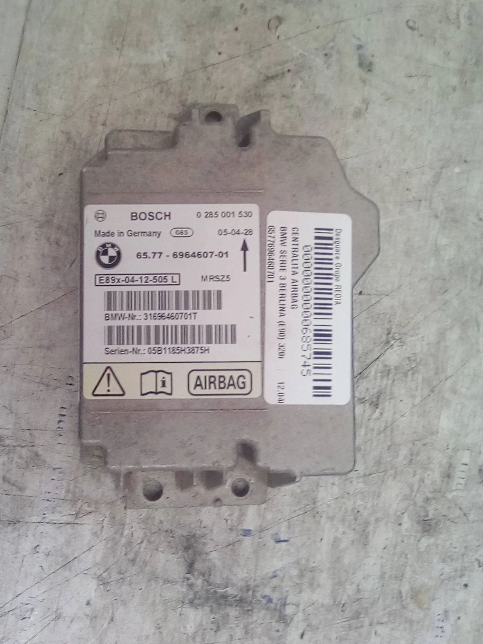Foto de CENTRALITA AIRBAG BMW SERIE 3 BERLINA (E90) 2.0 16V CAT (150 CV / 110 KW) referencia 6577696460701