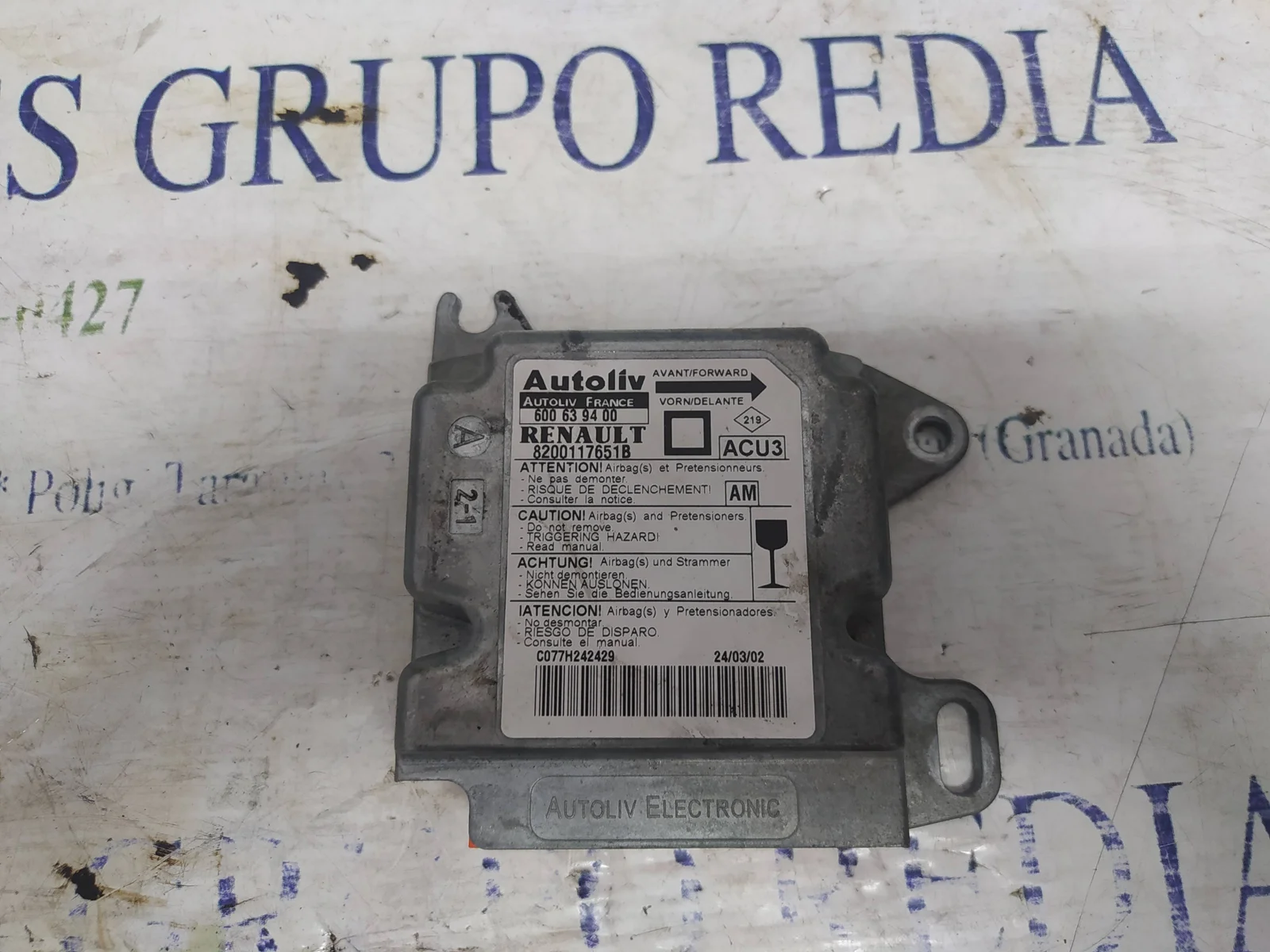 Foto de CENTRALITA AIRBAG RENAULT MEGANE I FASE 2 GRANDTOUR (KA...) 1.6 (107 CV / 79 KW) referencia 8200117651