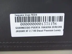 Foto de GUARNECIDO PUERTA TRASERA DERECHA JAGUAR XF 2.7 V6 Diesel CAT (207 CV / 152 KW) foto 5