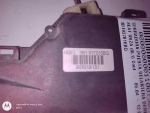 Foto de CERRADURA PUERTA DELANTERA DERECHA SEAT IBIZA (6L1) 1.9 TDI (101 CV / 74 KW) referencia 3B1837016BQ foto 2