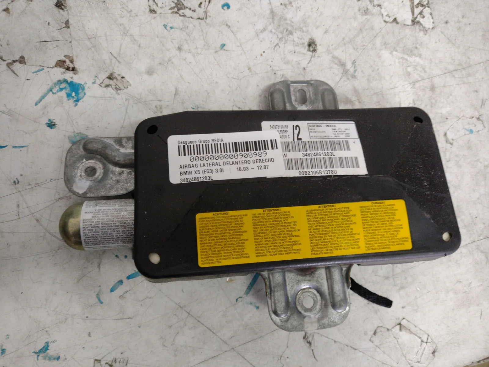 Foto de AIRBAG LATERAL DELANTERO DERECHO BMW SERIE X5 (E53) 3.0 24V CAT (231 CV / 170 KW) referencia 34824861203L