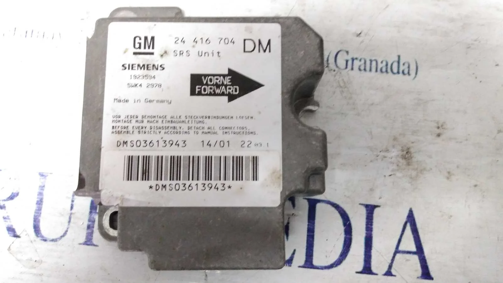 Foto de CENTRALITA AIRBAG OPEL ZAFIRA A 2.0 DTI (101 CV / 74 KW) referencia 24416704