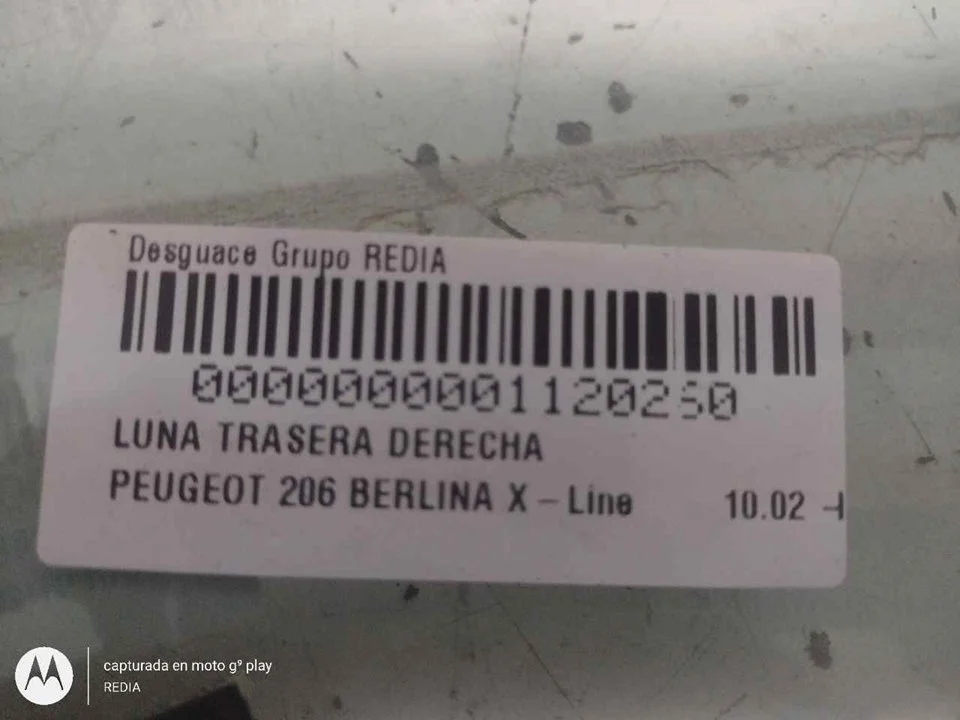 Foto de LUNA TRASERA DERECHA PEUGEOT 206