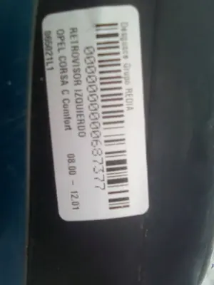 Foto de RETROVISOR IZQUIERDO OPEL CORSA C 1.7 16V DI CAT (Y 17 DTL / LK8) (65 CV / 48 KW) referencia 065021L1 foto 2