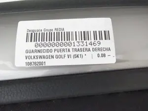 Foto de GUARNECIDO PUERTA TRASERA DERECHA VOLKSWAGEN GOLF VI (5K1)(10.2008) referencia 108762001 foto 7