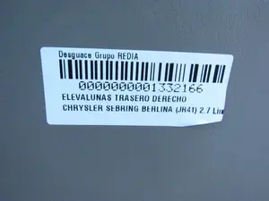 Foto de ELEVALUNAS TRASERO DERECHO CHRYSLER SEBRING JR 41 BERLINA 2.7 CAT (203 CV / 149 KW) foto 2