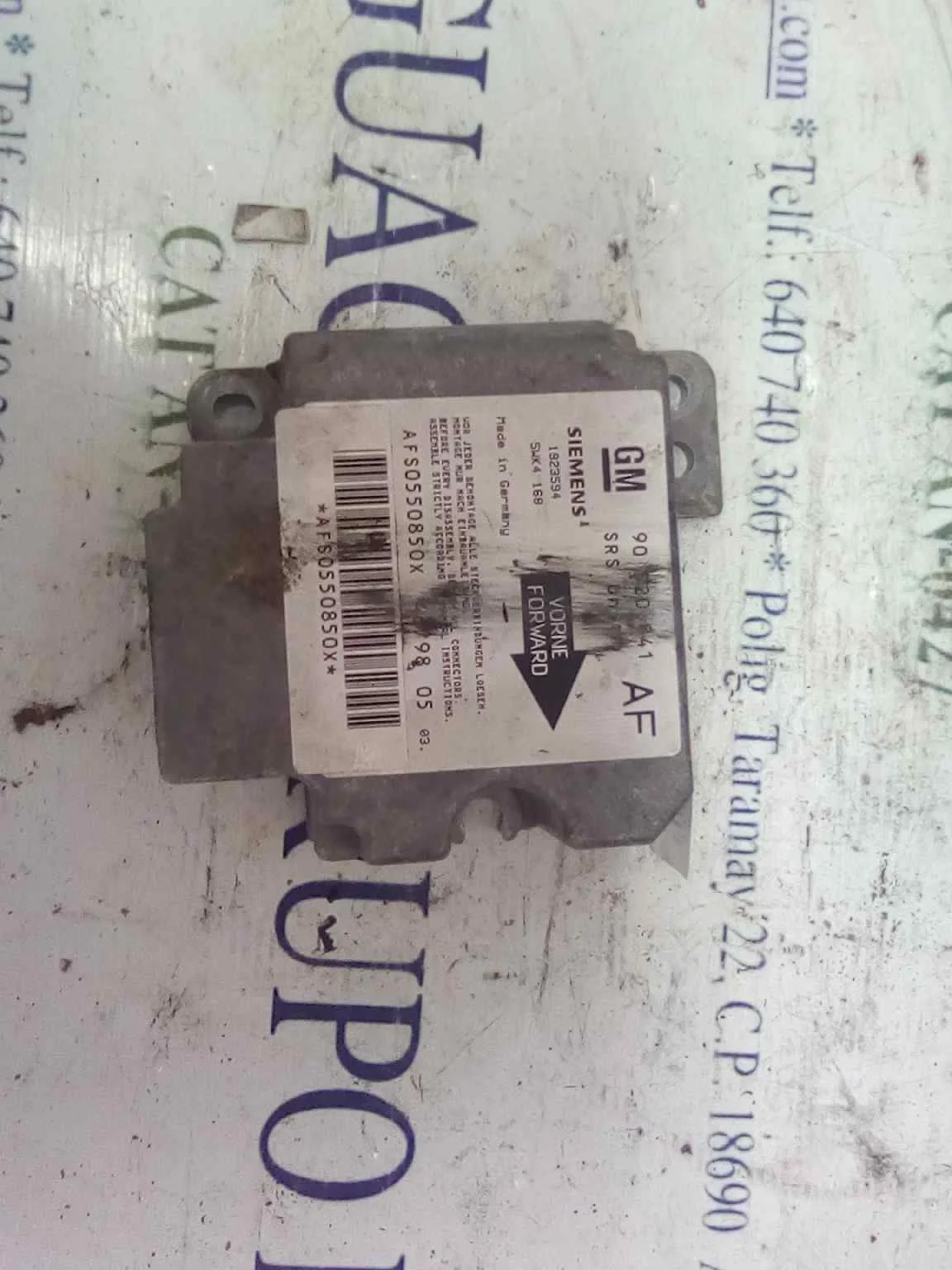 Foto de CENTRALITA AIRBAG OPEL ASTRA G BERLINA 2.0 16V DI CAT (X 20 DTL / LD3) (82 CV / 60 KW) referencia 90520841