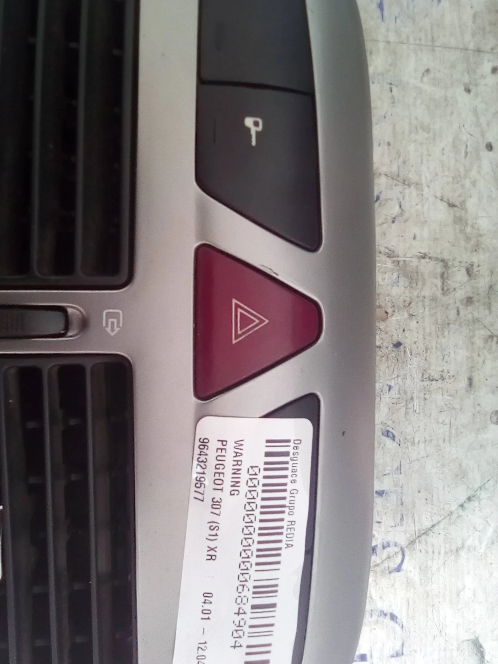 Foto de WARNING PEUGEOT 307 (S1)(04.2001) 2.0 HDi CAT (90 CV / 66 KW) referencia 9643219577