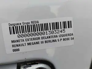 Foto de MANETA EXTERIOR DELANTERA IZQUIERDA RENAULT MEGANE III BERLINA 5P 1.2 TCE (132 CV / 97 KW) foto 2