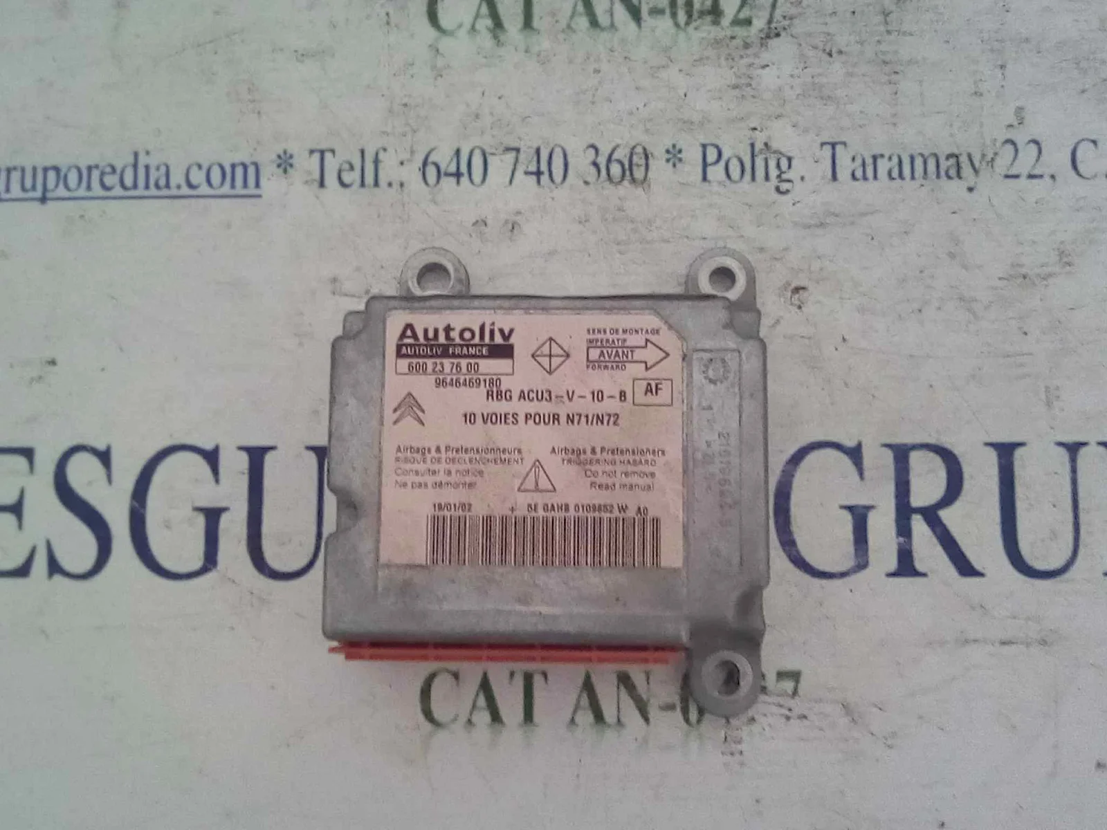 Foto de CENTRALITA AIRBAG CITROEN XSARA BERLINA 1.9 Diesel (69 CV / 51 KW) referencia 600237600