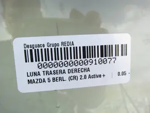 Foto de LUNA TRASERA DERECHA MAZDA 5 BERLINA (CR) 2.0 Diesel CAT (143 CV / 105 KW) foto 2