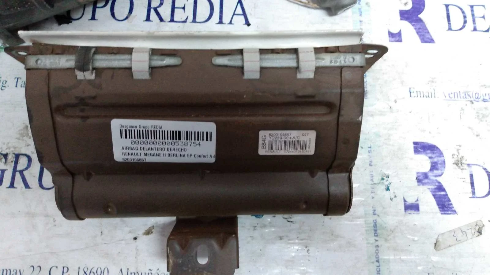 Foto de AIRBAG DELANTERO DERECHO RENAULT MEGANE II BERLINA 5P referencia 8200105857