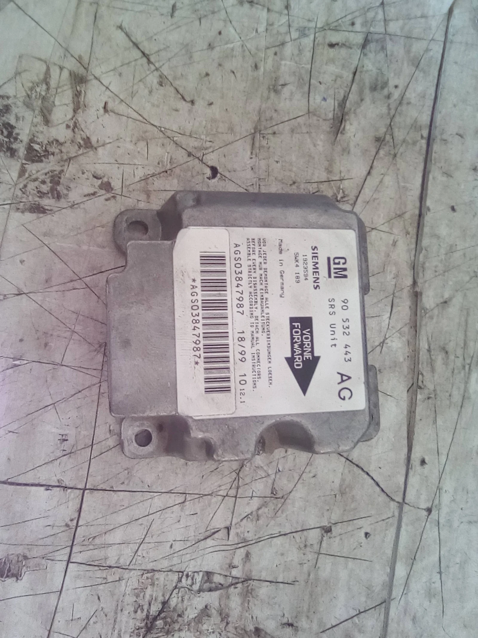 Foto de CENTRALITA AIRBAG OPEL CORSA B referencia 90532443