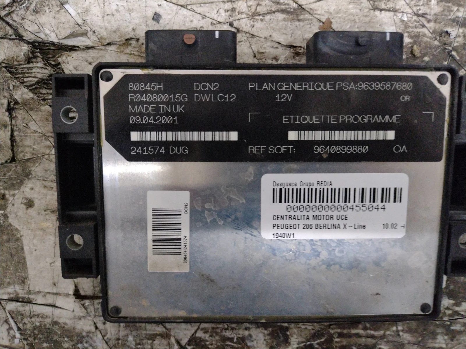 Foto de CENTRALITA MOTOR UCE PEUGEOT 206 1.9 Diesel (69 CV / 51 KW) referencia 9639587680