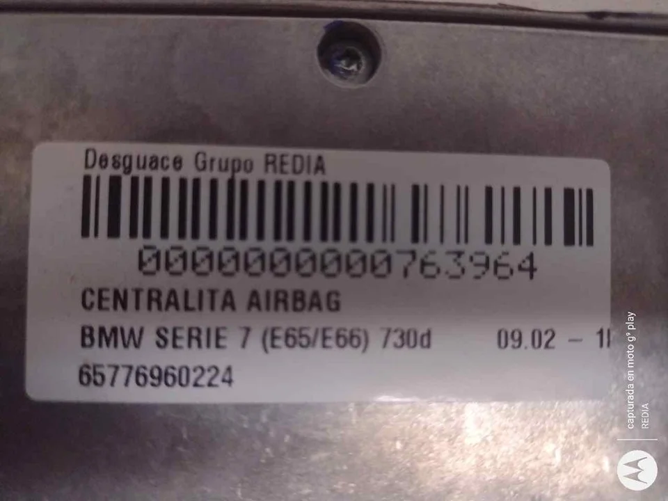 Foto de CENTRALITA AIRBAG BMW SERIE 7 (E65/E66) 3.0 Turbodiesel CAT (231 CV / 170 KW) referencia 65776960224
