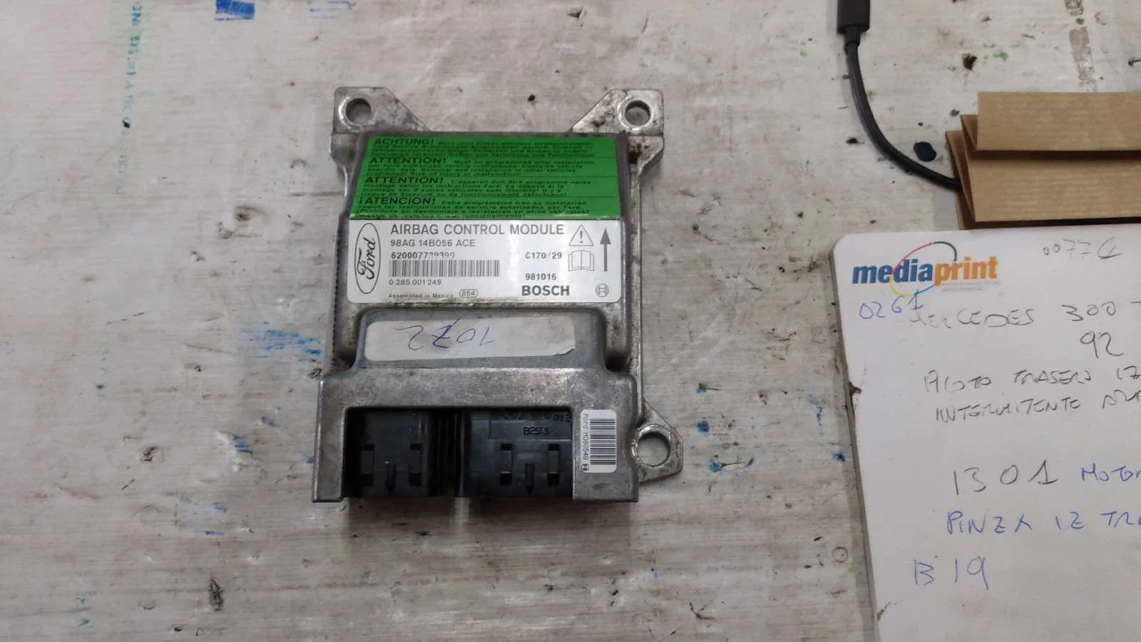Foto de CENTRALITA AIRBAG FORD FOCUS BERLINA (CAK) 1.6 16V CAT (101 CV / 74 KW) referencia 98AG1413056