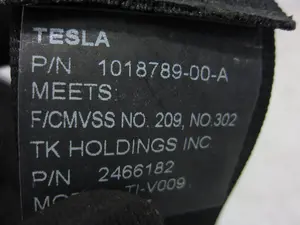 Foto de CINTURON SEGURIDAD TRASERO DERECHO TESLA MODEL S eléctrico 270 kW (367 CV / 270 KW) referencia 101878900A foto 2