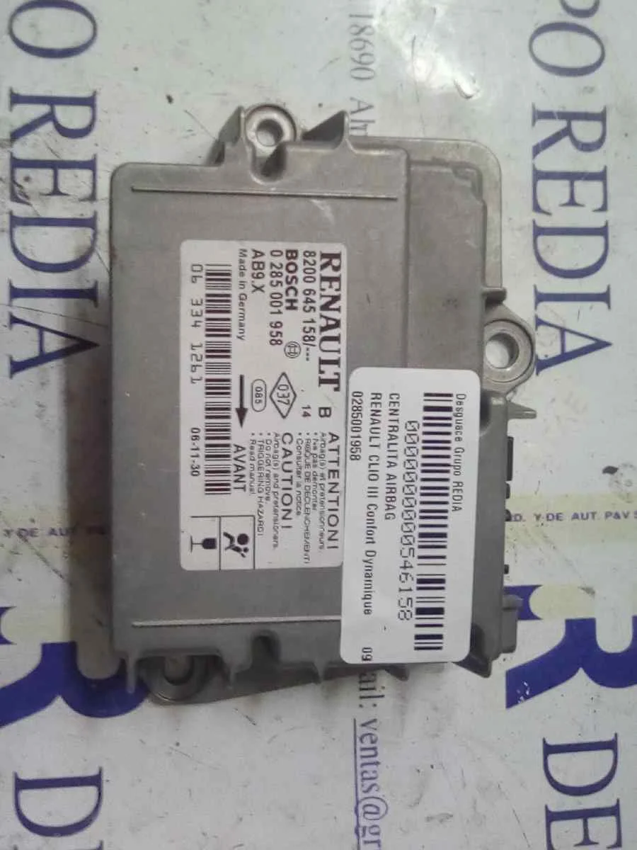 Foto de CENTRALITA AIRBAG RENAULT CLIO III 1.5 dCi Diesel CAT (86 CV / 63 KW) referencia 0285001958