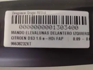 Foto de MANDO ELEVALUNAS DELANTERO IZQUIERDO CITROEN DS3 1.6 e-HDi FAP (92 CV / 68 KW) referencia 96638232XT foto 2